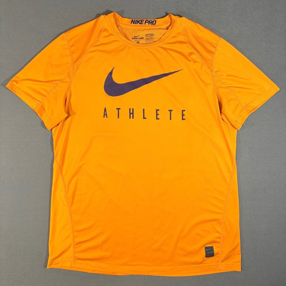 Nike Pro Dri-FIT Yellow Orange Athlete Shirt Fitted X-Large
